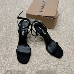 Mango Strappy Black Heels